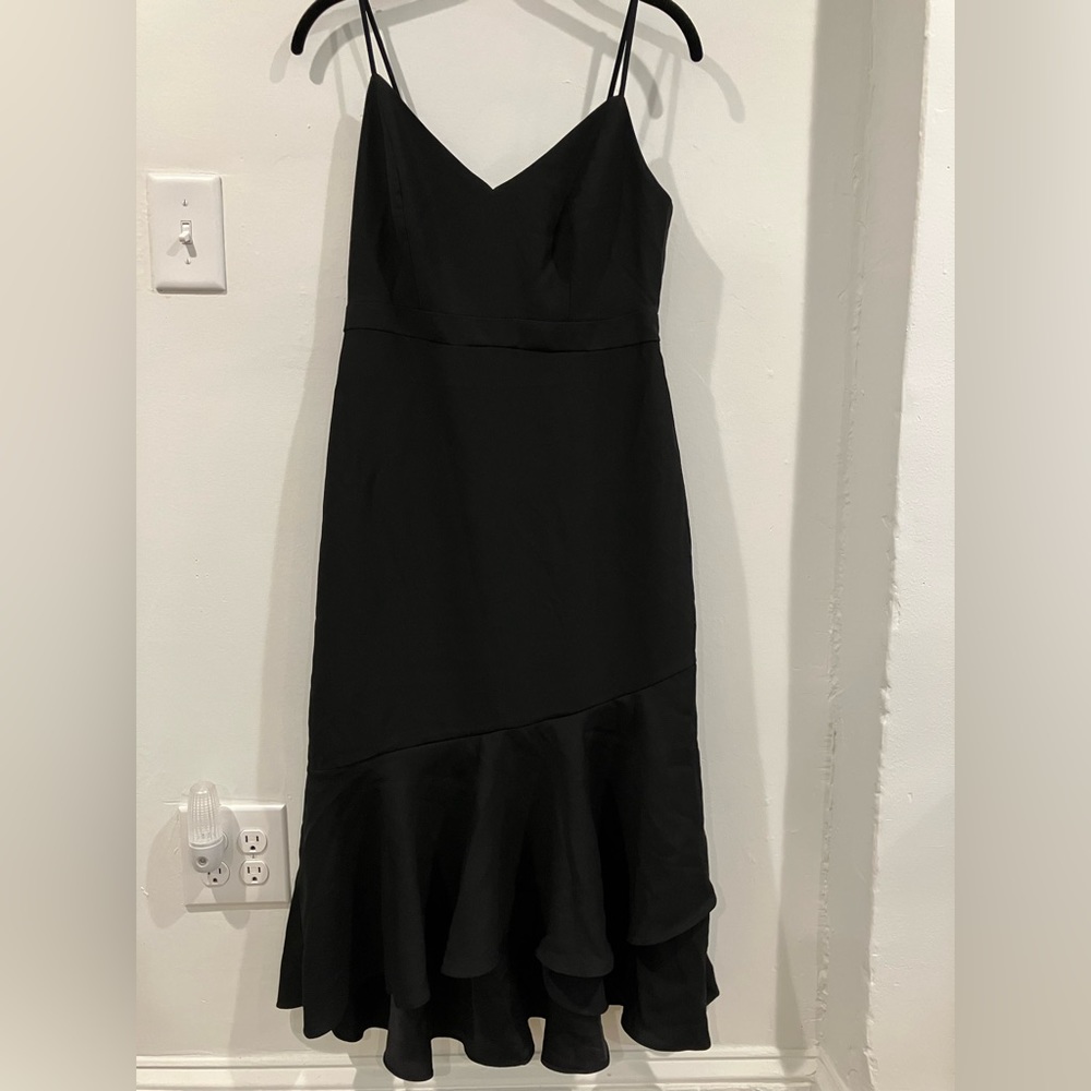 Banana Republic: Empire waist, sweetheart neckline ruffle asymmetrical hem.